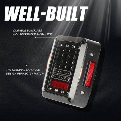 Pair For 2007-18 Jeep Wrangler JK LED Tail Light Rear Lights Brake Reverse Turn - Picture 5 of 12