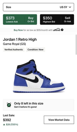 ✅ NUEVO Nike Air Jordan 1 Retro Juego Alto Real TALLA 5 M / 6.5 W | UNC PE Lote Puntera - Imagen 10 de 10