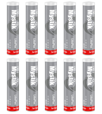 10 Pack Mystik Lithoplex RT #2 Grease; NLGI GC-LB RedTacky No.2; (10) 14oz tubes