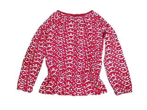 Gymboree Valentine's Day Girls Red Hearts Long Sleeve Peplum Tunic Top Sz 7 - Picture 2 of 5