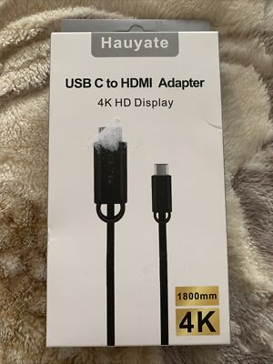 Hauyate USB C To HDMI Adapter 4K HD Display - 6 ' Long Cable (1800mm 4K)