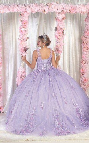 Layla K LK195 3D Floral Applique Corset Quince Ball Gown - Picture 6 of 9