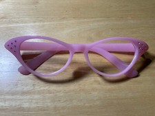 Brand New Costume 1950s 50s Retro Cat Eye Glasses CatEye with Rhinestones Pink