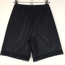 Vanity Fair Nylon Pettipants Small 18" Bloomer Granny Panty Blk Lace Trim