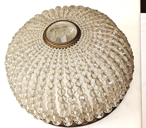PLAFONIERA APPLIQUE DA SOFFITTO IN CRISTALLO BRONZO DORATO ELETTRICA aa. '30 - Foto 2 di 15