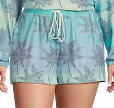 PJ SALVAGE Women's Aqua Palm Ombre Sleep Shorts Sz 1X Pajama NWT