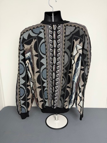 Vintage St Croix Multi Colored Geometric 3D Knit Sweater Large Coogi Style - Picture 5 of 8