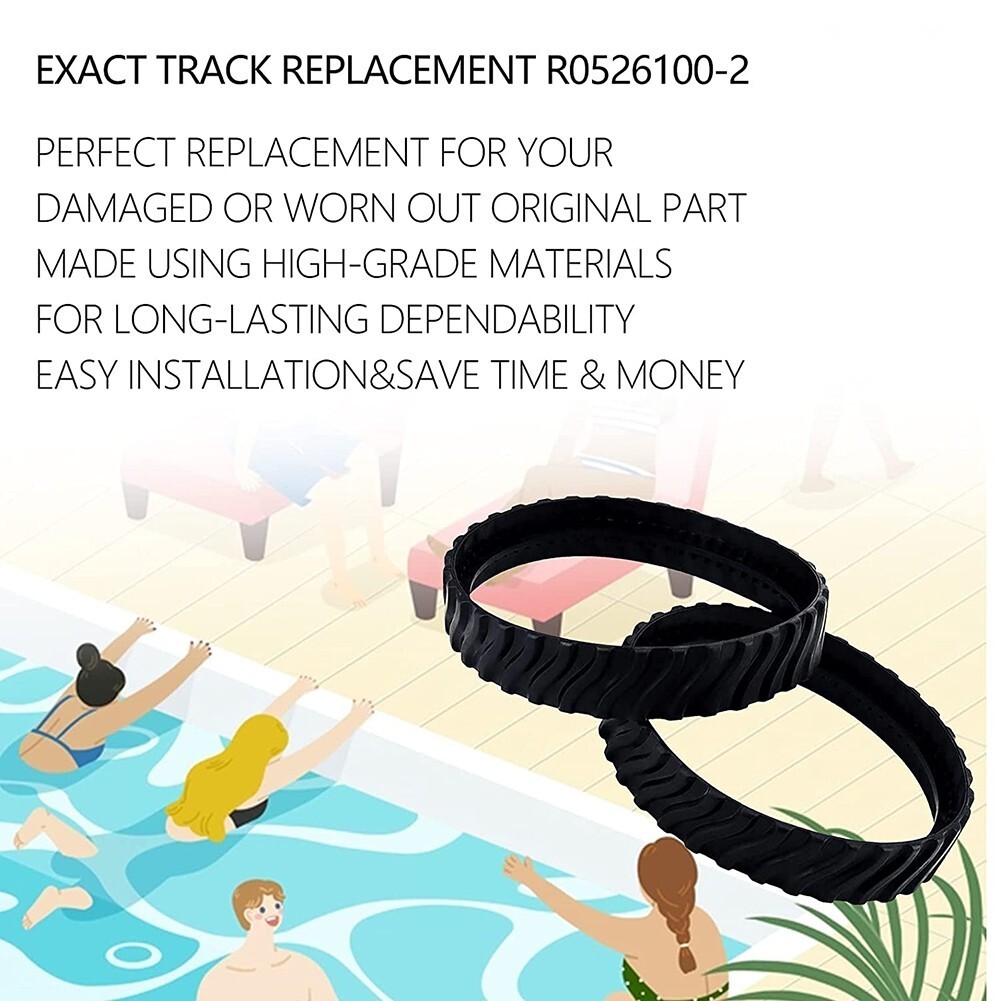 Set of 2 High Performance Rubber Tire Pool Cleaner Tracks for Zodiac
