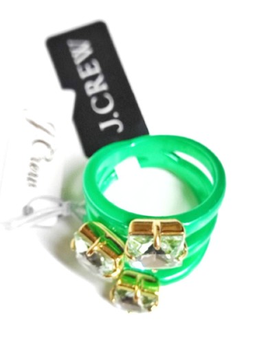 J.Crew Triple Loop Statement Ring Size 5 Summer Green Gold Plated Brass NWT - Picture 5 of 15