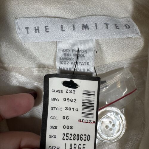 THE LIMITED Cream Wool Jacket Blazer Womens Large Pocket Buttons USA Vintage NWT - Picture 3 of 13