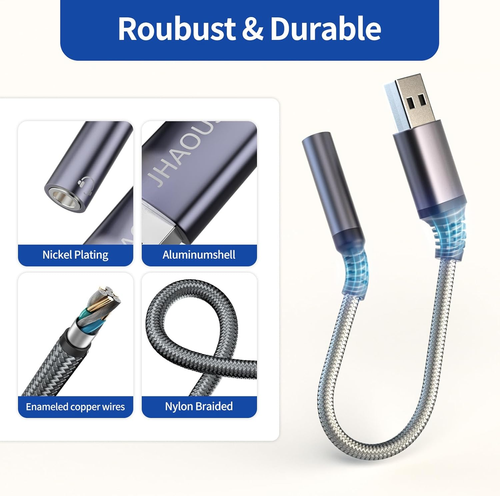 USB to 3.5Mm Jack Audio Adapter, USB to Audio Jack Adapter Headset, USB-A to 3.5 - Picture 4 of 7