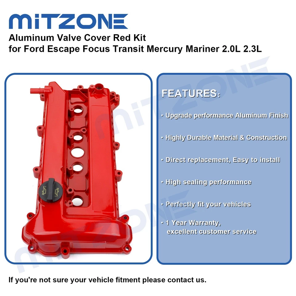 Kit de actualización de cubierta de válvula de aluminio para Ford Focus 2005-2011 2,0 L 05-08 Escape 2,3 L Foto 2 de 4
