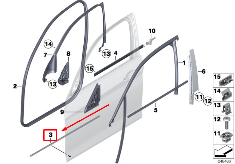 NEW BMW 1 F20 FRONT DOOR LOWER WEATHER SEALING JOINT 51337240850 