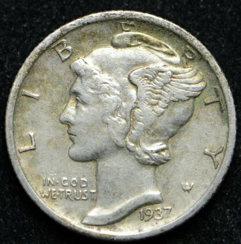 1937 S  Mercury Dime circulated 90% Silver VF to XF Extra Fine