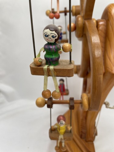 Rare Wooden Ferris Wheel Swings Swinger Handmade Amusement Park Turns 18” - Picture 3 of 6