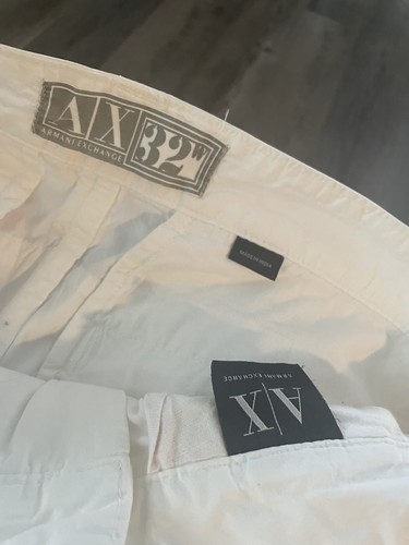 Armani Exchange Bermuda Cargo Shorts Sz 32 White Tan Designer Tie Dye Watercolor - Picture 2 of 7