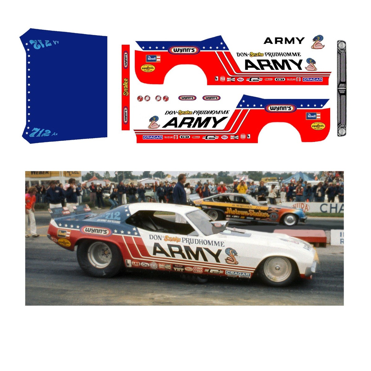 ミニカー DON PROUDHOMME'S ARMY SNAKE CUDA Hot Wheels Drag Strip Demons Don Prudhomme's Army Snake Cuda