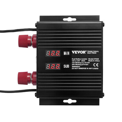 #ad #ad VEVOR Dual Battery Smart Isolator 12V 24V 250 Amp Voltage Sensitive Realy LCD $53.99