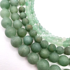 Natural Green Aventurine Jade Frosted Matte Round Loose Beads 15" 4 6 8mm 10mm