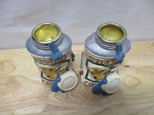 Vintage 1996 FIGI Graphics Paint Tube Decorative Candle Holders Set of Two, Rare - Picture 5 of 6