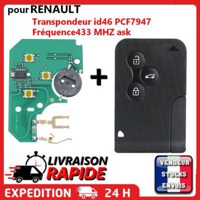 Carte Cl&eacute; Vierge + &eacute;lectronique &agrave; Programmer Compatible M&eacute;gane 2