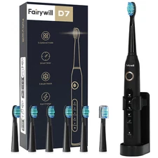 Sonic Electric Toothbrush,Power Toothbrushes with 6 Rechargeable Brush Heads Wat