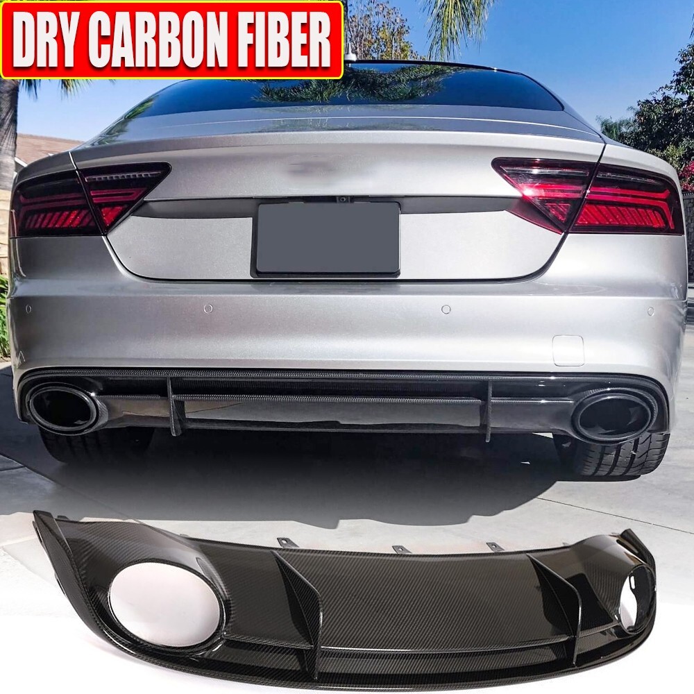 DRY CARBON Rear Bumper Diffuser Lip Spoiler BODYKIT For Audi RS7