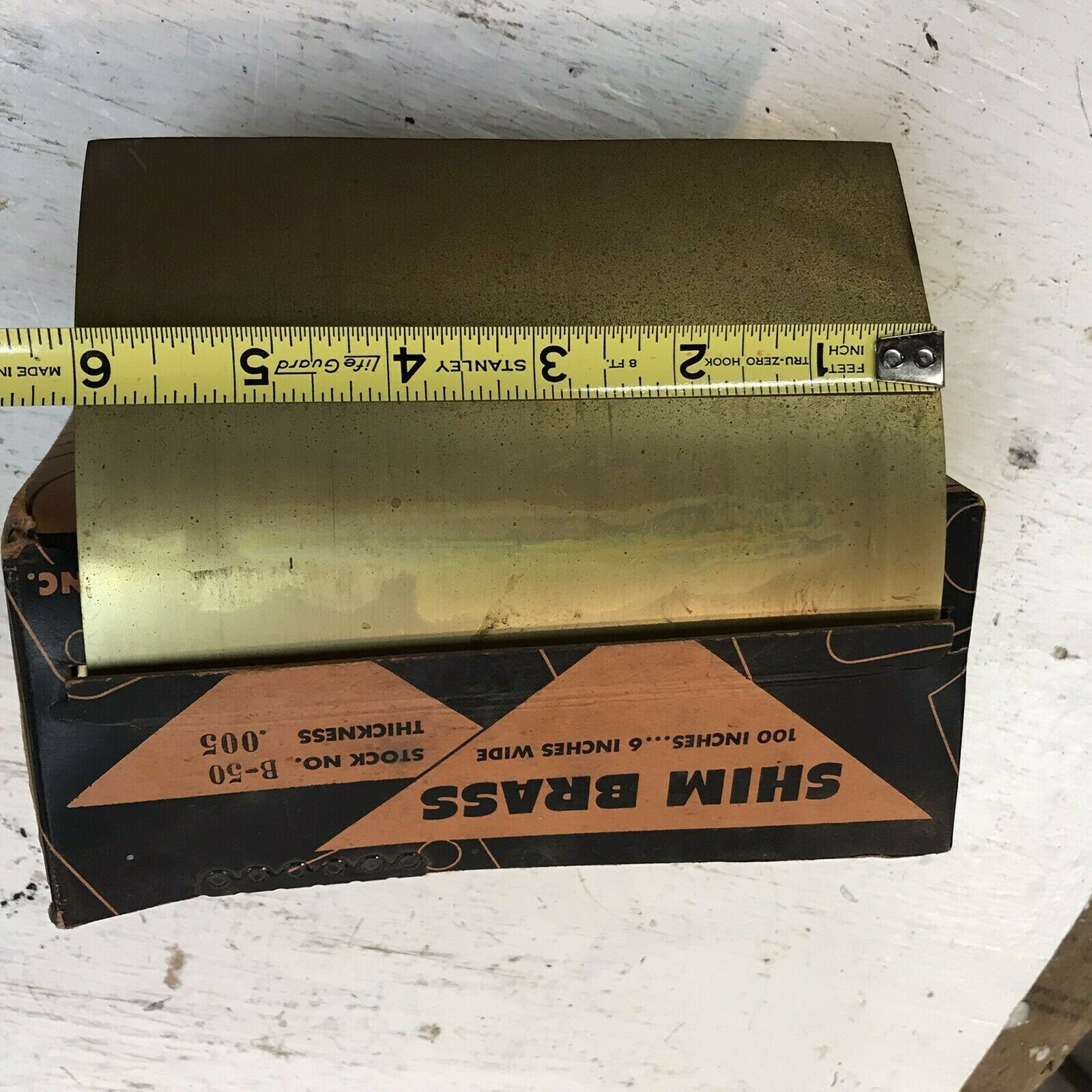 Vintage SHIM BRASS Shim Stock .005, 6" Wide Laminated Shim Co. Made in