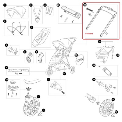 Thule Thule Spring Upper Frame - Black für Stadtbuggy Thule Spring