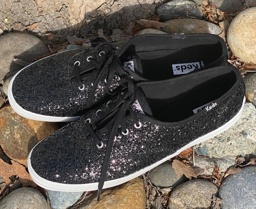 Keds Black Champion Glitter Celebrations Lace Up Sneakers Woman's Size 9 - Picture 2 of 16
