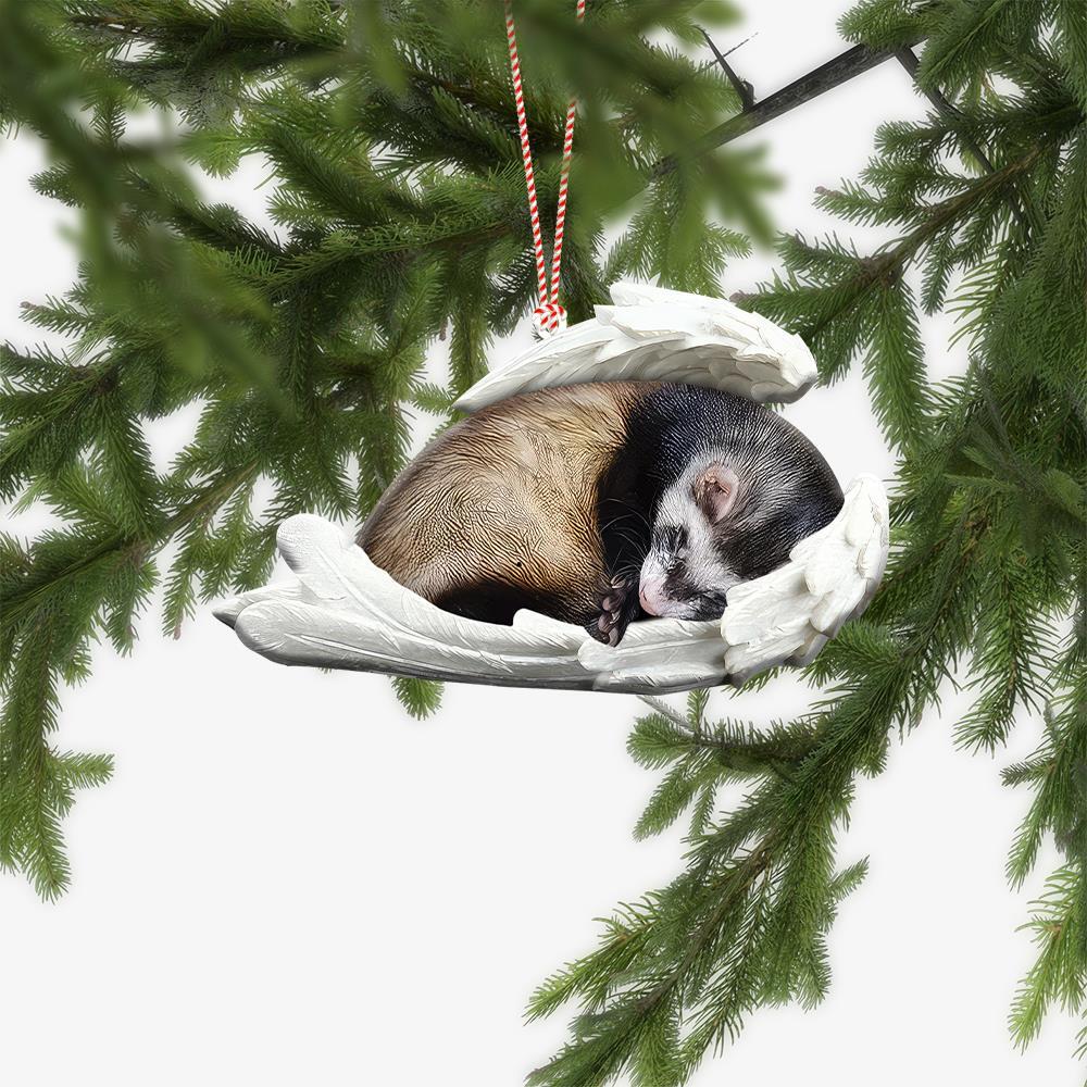 Ferret Sleeping Angel Wings Car Ornament  Ferret Christmas Ornament Xmas Gift
