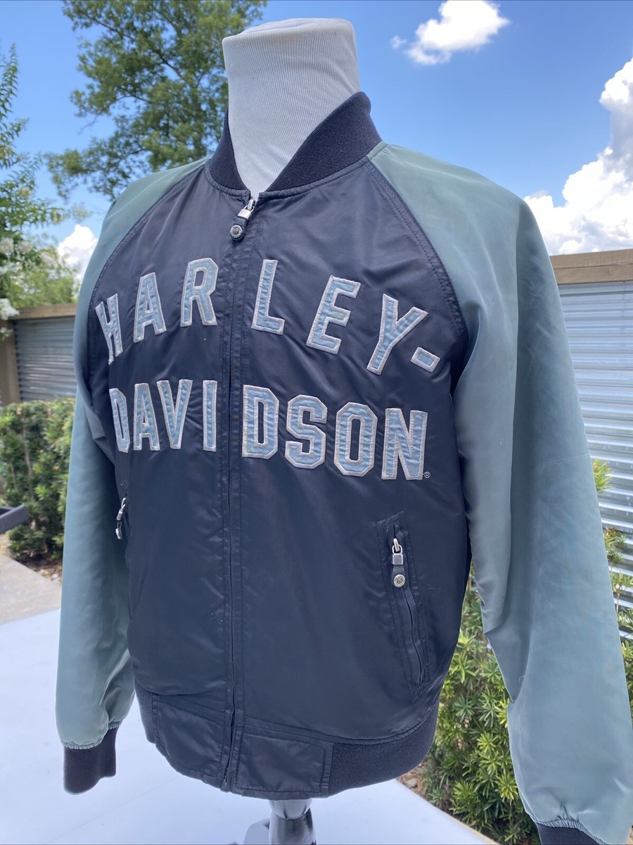 HARLEY-DAVIDSON ボンバージャケット グレー Harley Davidson Men's Small Black & Gray Long Sleeve Bomber Jacket