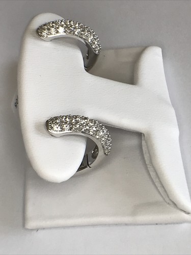 Diamond Pave 1.00 Ct. Hoop Earrings 14k White Gold Retail $2,800 New! - 第 3/8 張圖片
