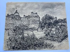 ANTIQUE Drawing  1929 LISTED JO CAIN PAINTED ONSITE EUROPE TRAVELS Architecture