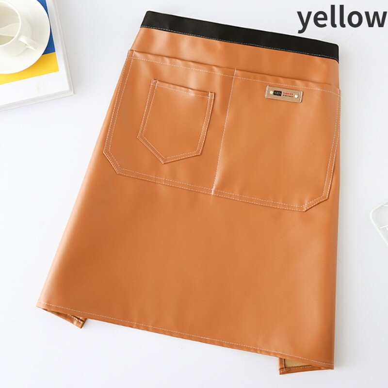 Unisex PU Leather Half-length Apron Home Kitchen Workwear Waterproof Oil-proof
