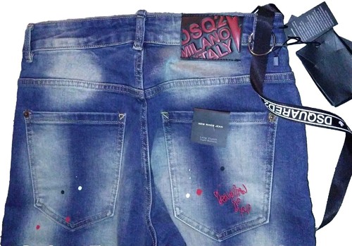 DSQUARED2 NEW RIDER JEAN LONG CROTCH TIGHT BOTTOM MILANO ITALY 46/30 TAGS & BELT - Picture 11 of 24