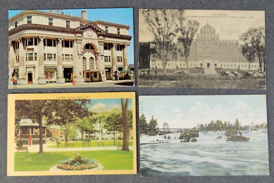 Lot of 4 Vintage Maine Postcards Rumford, Lewiston,Togus Postmarked 1940