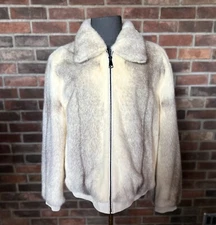 Brand New Men's Full Skin Mink Fur Bomber Jacket, Natural White, Undyed