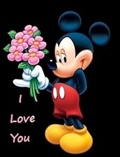 I Love You Mickey With Flowers FREE SHIPPING - MAGNET