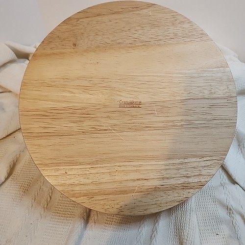 Crate & Barrel Beech Wood Chip and Tray Beechwood Round 12" Set Wood Bowl Only - Picture 4 of 7