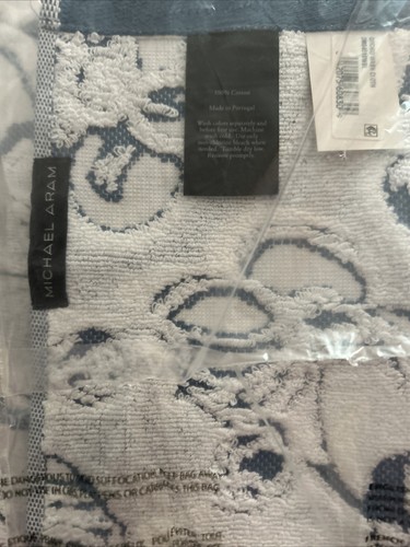 MICHAEL ARAM ORCHID COLLECTION Bath Towel & Wash Cloth Dusty Blue New In Plastic - Picture 4 of 5