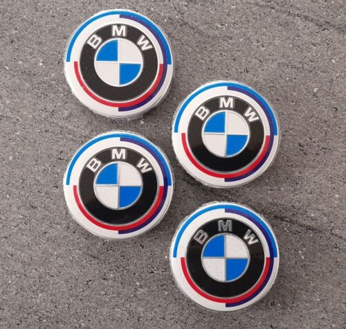 BMW ALLOY WHEEL 50th ANNIVERSARY CENTRE CAPS 68mm SET OF 4 - Picture 7 of 10