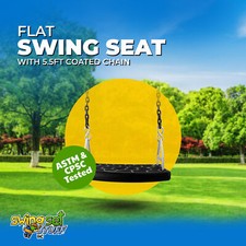 SWING SET STUFF INC FLAT SEAT BLACK WITH 5.5 FT COATED CHAIN 0310
