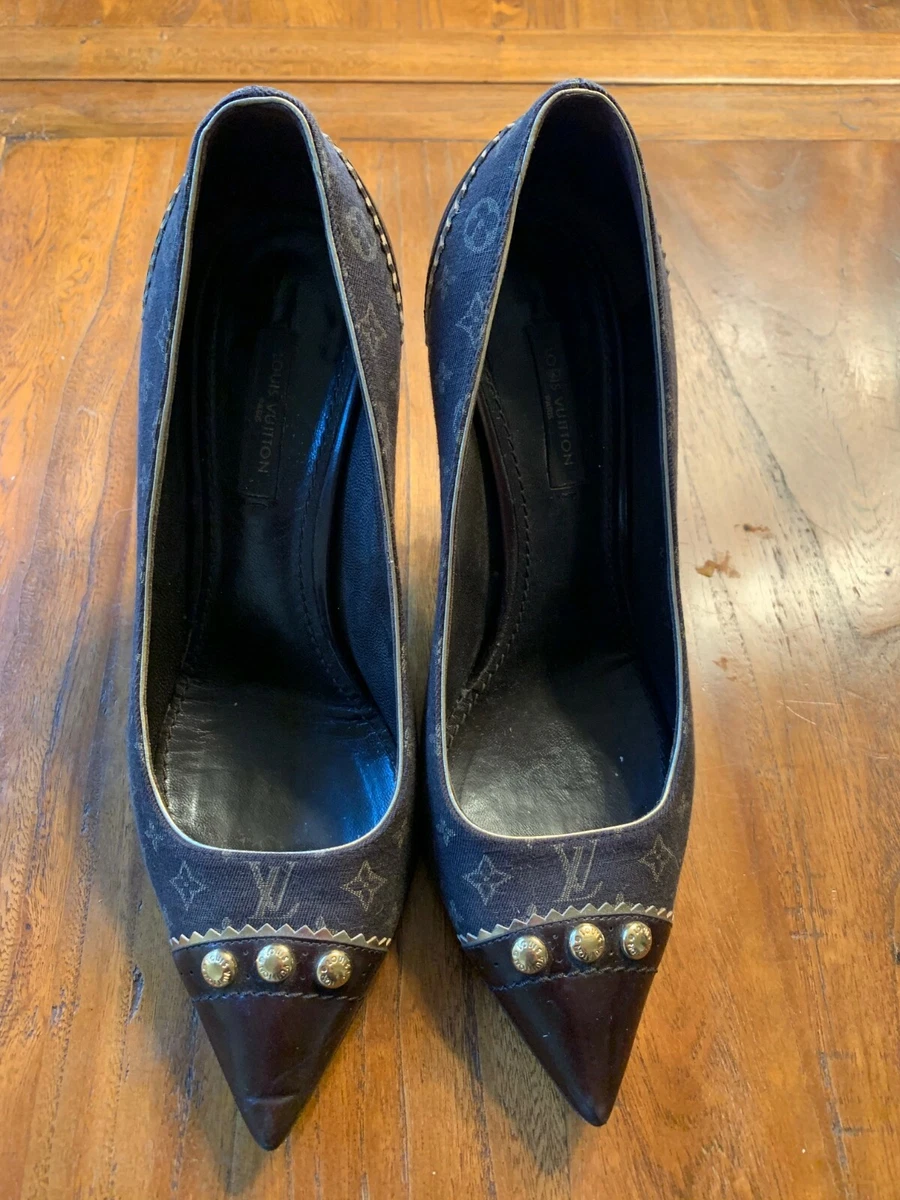 Louis Vuitton LV Monogram Brown Pointed Toe Pump Heels EUR 36 U.S. 6