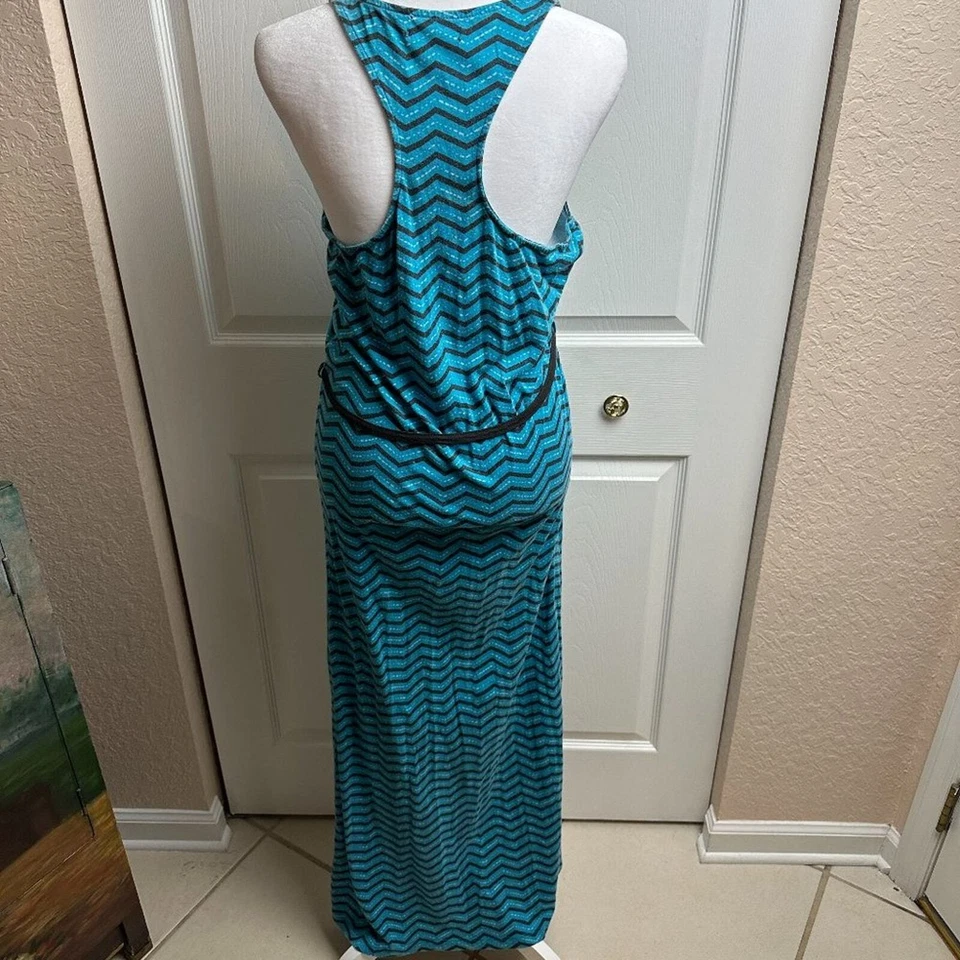 Vestido largo de verano para mujer Vans clásico con motivo de línea negro y verde azulado talla M Foto 2 de 4