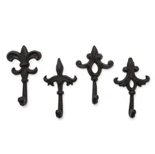  Key Holder for Wall Mount Cast Iron Key Hook Key Rack Fleur de Lis Design Sc...
