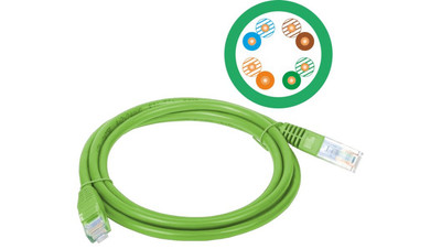 Patch-cord U/UTP kat.5e PVC 5.0m zielony KKU5ZIE5