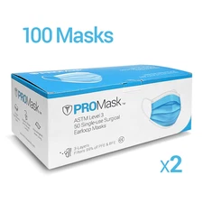100 PROMask ASTM Level 3 Medical Surgical Dental Disposable 3-Ply Ear-Loop Masks