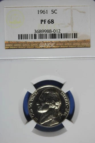 1961 NGC 5C PF68 JEFFERSON NICKEL #B50832