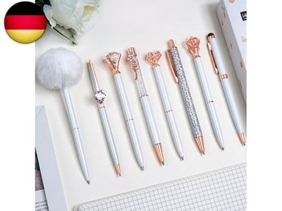 WEMATE 8-teiliges Kugelschreiber-Set, Kugelschreiber Bling für Frauen, Stifte 